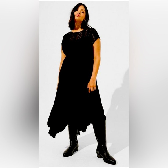 TORRID Sz 22-24 Maxi Dress Slab Cotton Lace Neckline Slinky Pockets NEW WITH TAG - Picture 1 of 14